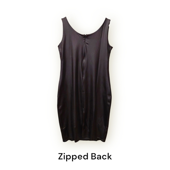 Plus Size Wet-Look Little Black Dress - Picture 3 of 9